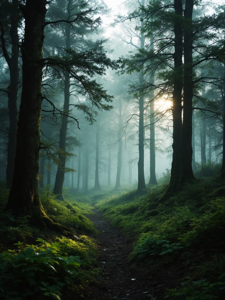 Misty forest in the Taunus hills
